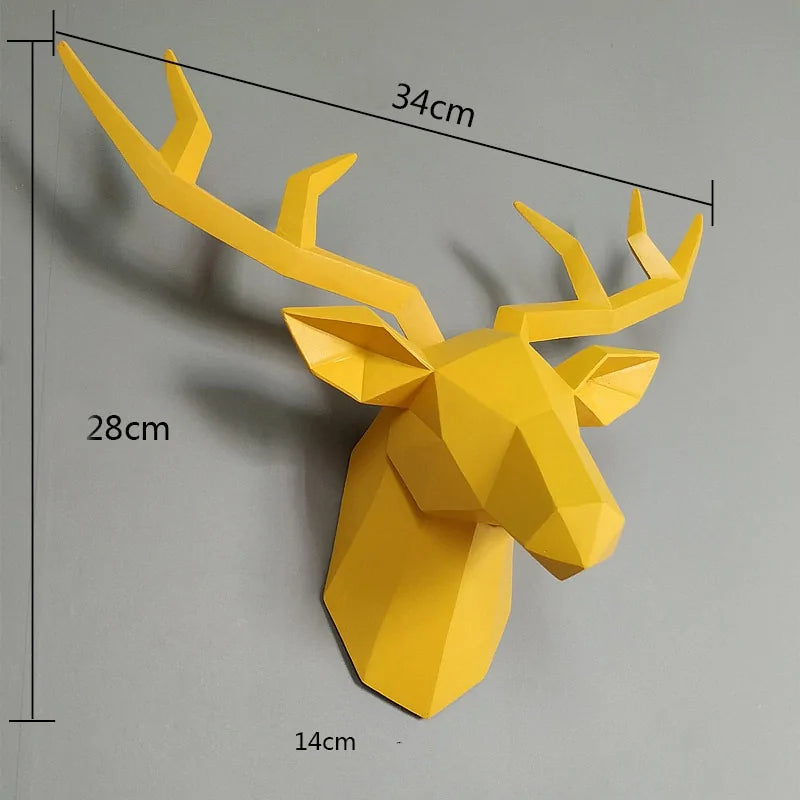 Modern 3D Deer Head Wall Sculpture: Home Decor Accent