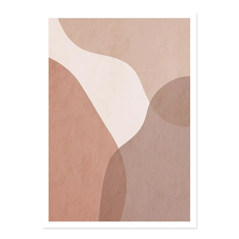 Abstract Beige Geometric Canvas Wall Art - Decorative Posters and Prints