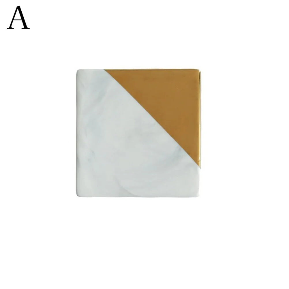 Gold Marble Ceramic Coaster: Elegant Tea Cup Pad and Table Mat